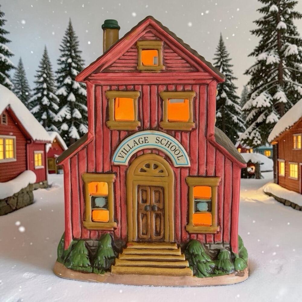 Vintage 1988 LEFTON “Village School” Colonial Village Lighted Hand Painted